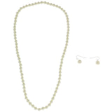 White Acrylic Necklace-Earring-Set With Bead Accents #2475