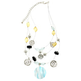 Adjustable Length Layered-Necklace With Bead Accents Colorful & Silver-Tone Colored #2697