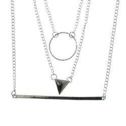 Adjustable Length Statement-Necklace Silver-Tone Color  #2698