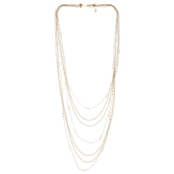 Adjustable Length Layered-Necklace With Bead Accents Gold-Tone & Pink Colored #2705 - Mi Amore