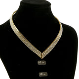 Adjustable Length Statement-Necklace Jewelry Set With Crystal Accents  Gold-Tone Color #2707
