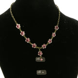 Flowers Adjustable Length Statement-Necklace With Bead Accents Pink & Gold-Tone Colored #2709
