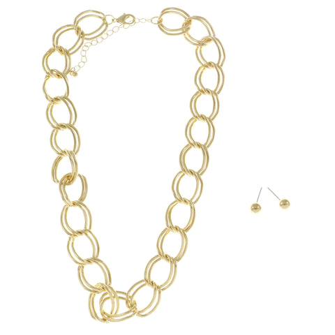 Adjustable Length Necklace-Earring-Set Gold-Tone Color  #2714 - Mi Amore
