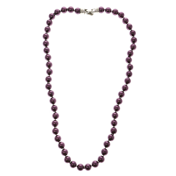 Purple & Silver-Tone Colored Acrylic Beaded-Necklace #2491