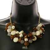 Adjustable Length Statement-Necklace With Bead Accents Orange & Gold-Tone Colored #2496
