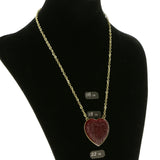 Heart Adjustable Length Pendant-Necklace With Crystal Accents Red & Gold-Tone Colored #2502