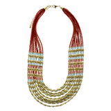 Adjustable Length Bib-Necklace With Bead Accents  Colorful #2504