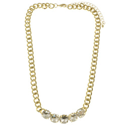 Adjustable Length Collar-Necklace With Crystal Accents  Gold-Tone Color #2508 - Mi Amore