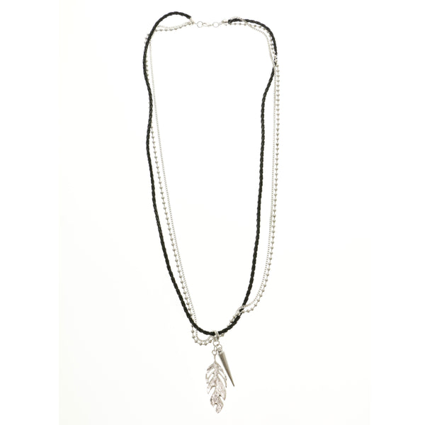 Leaf Spike Layered-Necklace Colorful #2512