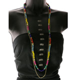 Adjustable Length Layered-Necklace With Bead Accents Colorful & Gold-Tone Colored #2529