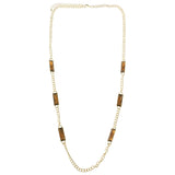 Adjustable Length Long-Necklace With Crystal Accents Gold-Tone & Brown Colored #2538 - Mi Amore