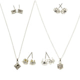 Adjustable Length Pendant-Necklace Jewelry Set With Crystal Accents Silver-Tone Color #2541