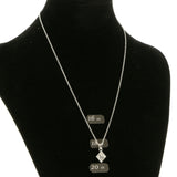 Adjustable Length Pendant-Necklace Jewelry Set With Crystal Accents Silver-Tone Color #2541