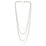 Adjustable Length Layered-Necklace With Bead Accents  Silver-Tone Color #2543