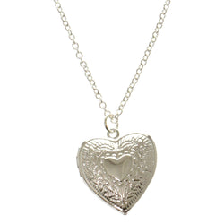 Heart Adjustable Length Pendant-Necklace Silver-Tone Color  #2546