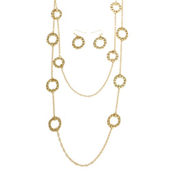 Matching Earrings Layered-Necklace Jewelry Set Gold-Tone Color  #2551