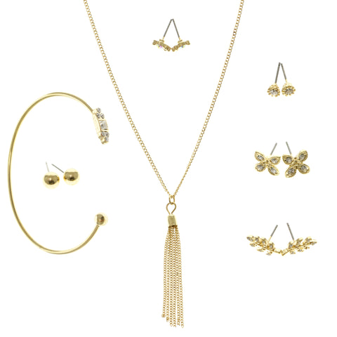 Tassels Adjustable Length Statement-Necklace Gold-Tone Color  #2557