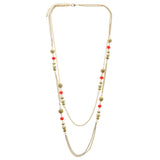 Adjustable Length Layered-Necklace With Bead Accents Gold-Tone & Multi Colored #2558