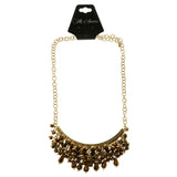Adjustable Length Statement-Necklace With Crystal Accents Gold-Tone & Brown Colored #2560