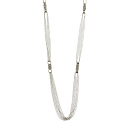 Silver-Tone Metal Long-Necklace With Crystal Accents #2561