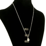 Adjustable Length Pendant-Necklace Jewelry Set With Bead Accents Silver-Tone Color #2566