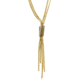 Gold-Tone Metal Statement-Necklace With Crystal Accents #2576