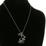 Silver-Tone Metal Pendant-Necklace With Crystal Accents #2579