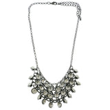 Adjustable Length Statement-Necklace With Crystal Accents  Dark Silver Color #2584 - Mi Amore