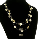 Adjustable Length Matching Earrings Layered-Necklace Jewelry Set With Crystal Accents White & Gold-Tone Colored #2588