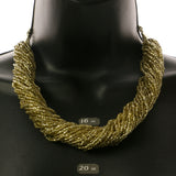 Adjustable Length Statement-Necklace With Bead Accents  Gold-Tone Color #2599