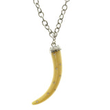 Tusk Adjustable Length Pendant-Necklace With Crystal Accents White & Silver-Tone Colored #2607