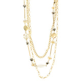 Long Adjustable Length Layered-Necklace  With Colorful Faceted Accents Gold-Tone Color #2616