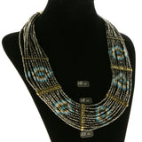 Adjustable Length Statement-Necklace With Bead Accents Colorful & Gold-Tone Colored #2617