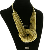 Adjustable Length Statement-Necklace With Bead Accents  Gold-Tone Color #2627