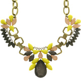 Adjustable Length Statement-Necklace With Faceted Accents Colorful & Gold-Tone Colored #2628