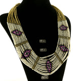 Adjustable Length Statement-Necklace With Bead Accents Colorful & Gold-Tone Colored #2629