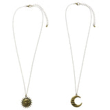 Sun Moon Adjustable Length Pendant-Necklace Set Gold-Tone Color  #2631