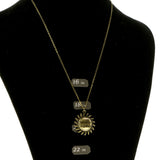 Sun Moon Adjustable Length Pendant-Necklace Set Gold-Tone Color  #2631