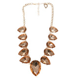 Adjustable Length Statement-Necklace With Faceted Accents Peach & Gold-Tone Colored #2639