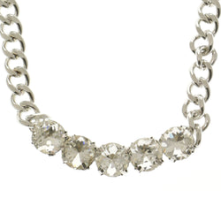 Adjustable Length Statement-Necklace With Crystal Accents  Silver-Tone Color #2640 - Mi Amore