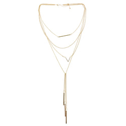 Adjustable Length Layered-Necklace With Crystal Accents  Gold-Tone Color #2645