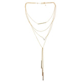 Adjustable Length Layered-Necklace With Crystal Accents  Gold-Tone Color #2645