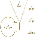 Adjustable Length Pendant-Necklace Jewelry Set With Crystal Accents  Gold-Tone Color #2665