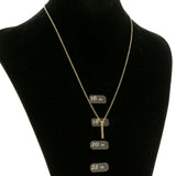Adjustable Length Pendant-Necklace Jewelry Set With Crystal Accents  Gold-Tone Color #2665