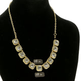 Adjustable Length Matching Earrings Statement-Necklace Jewelry Set With Crystal Accents Gold-Tone Color #2666