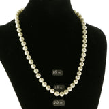Adjustable Length Beaded-Necklace White & Silver-Tone Colored #2667