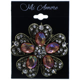Flower Brooch-Pin With Faceted Accents Gold-Tone & Pink Colored #2314 - Mi Amore
