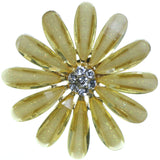 Flower Brooch-Pin With Crystal Accents Yellow & Clear Colored #2315