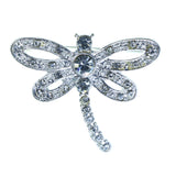 Dragonfly Brooch-Pin With Crystal Accents Silver-Tone & Clear Colored #2316