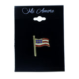 US Flag Brooch-Pin With Stone Accents Gold-Tone & Multi Colored #2322